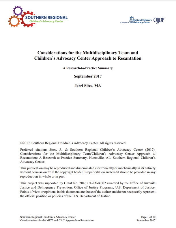 Considerations for the MDT and CAC Approach to Recantation