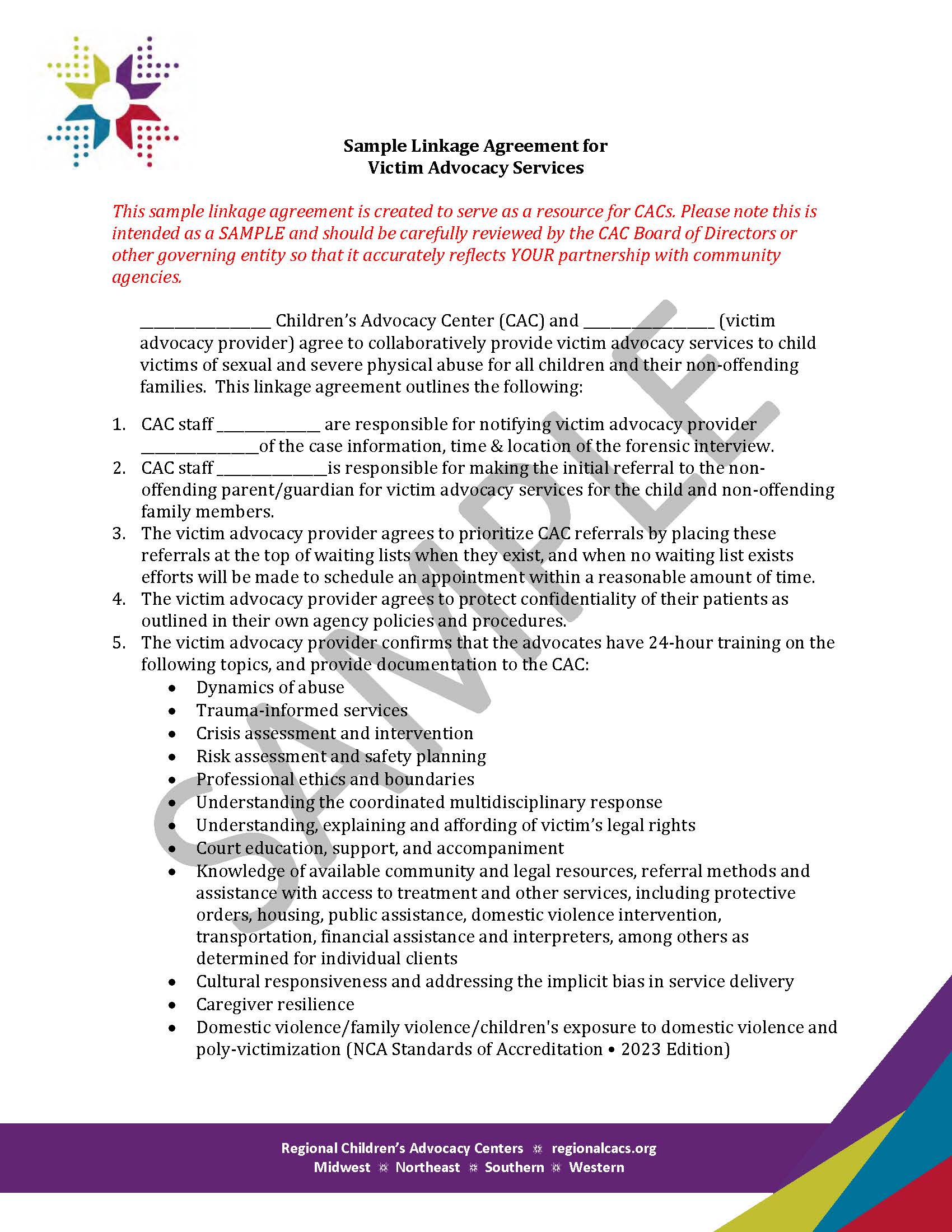 Victim Advocacy Linkage Agreement