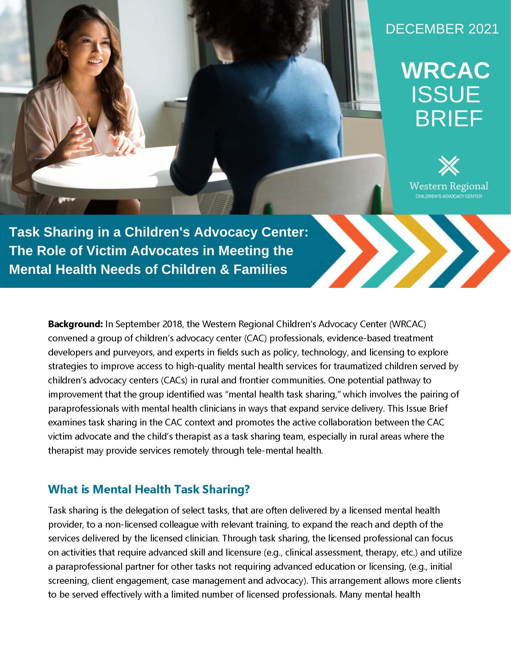 Task Sharing in a Children’s Advocacy Center: The Role of Victim Advocates in Meeting the Mental Health Needs of Children & Families