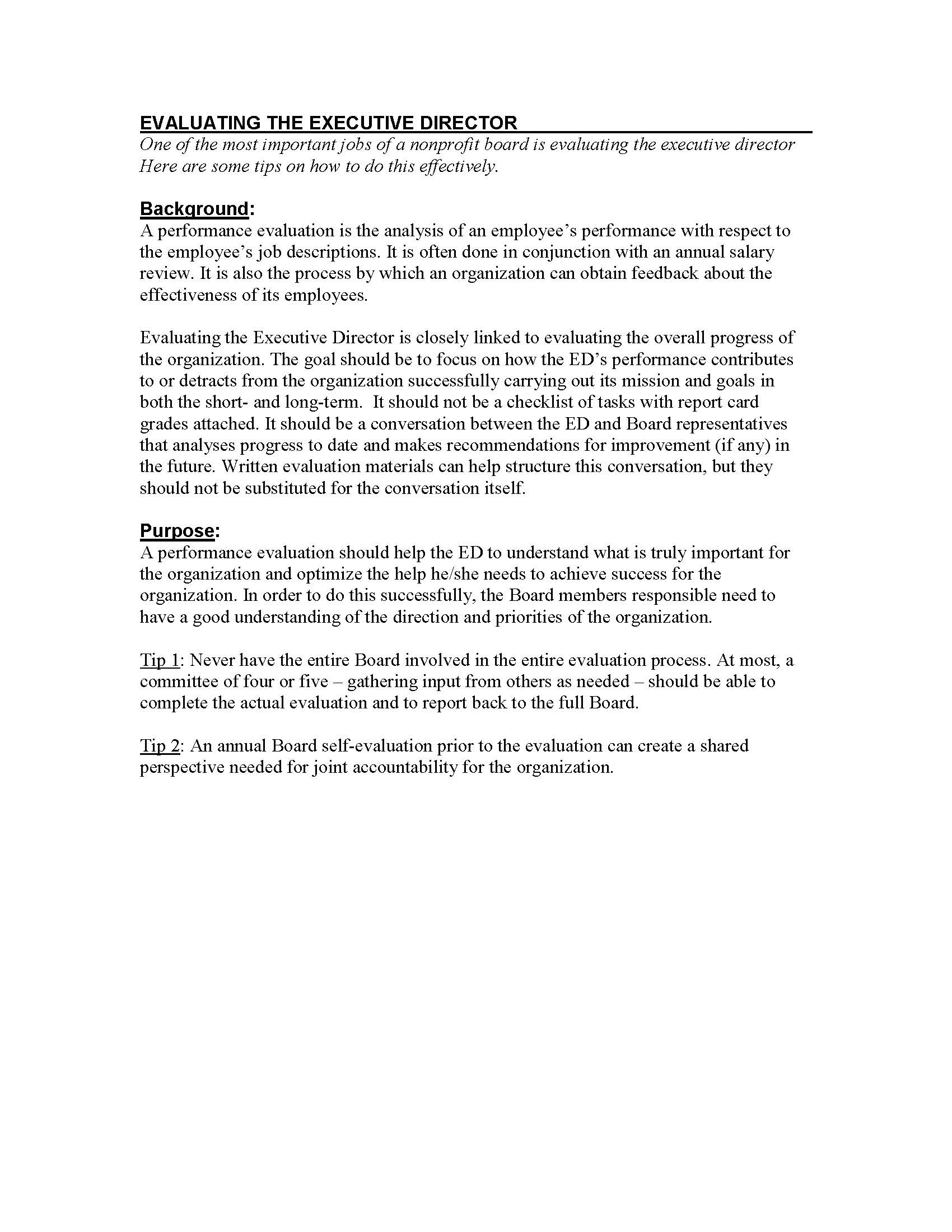 Executive Evaluation