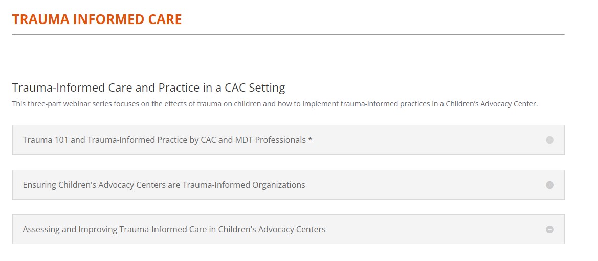 Trauma-Informed Care and Practice in a CAC Setting